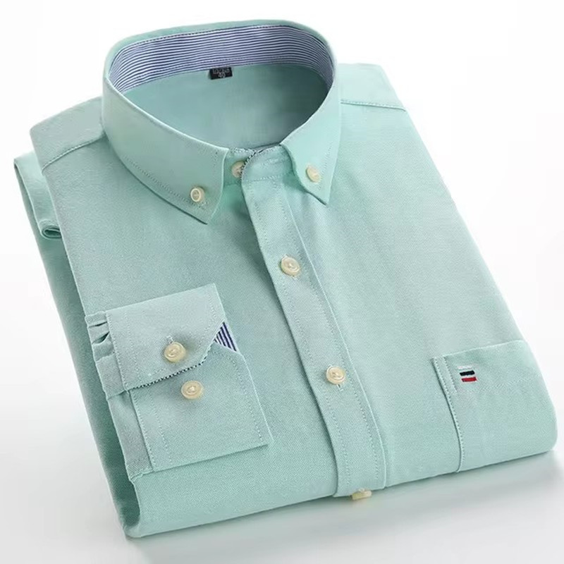 Oxford Cotton Casual Shirt Business - 5xl-6xl-7xl Herren Langarmhemd Frühling Herbst Oxford
