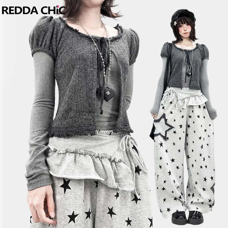 Shirts - REDDACHiC Cardigan-Oberteil mit Puffärmeln, zweiteiliges Set