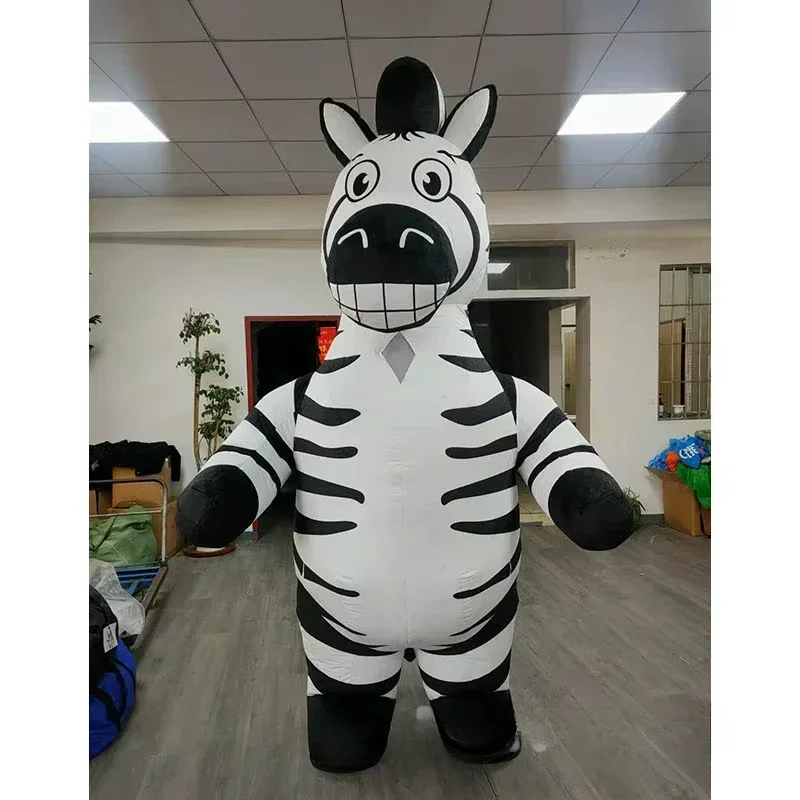 Suits - Aufblasbares Zebra-Maskottchen-Kostüm für Erwachsene, Ganzkörper-Plüschanzug, Cartoon-Charakter-Cosplay