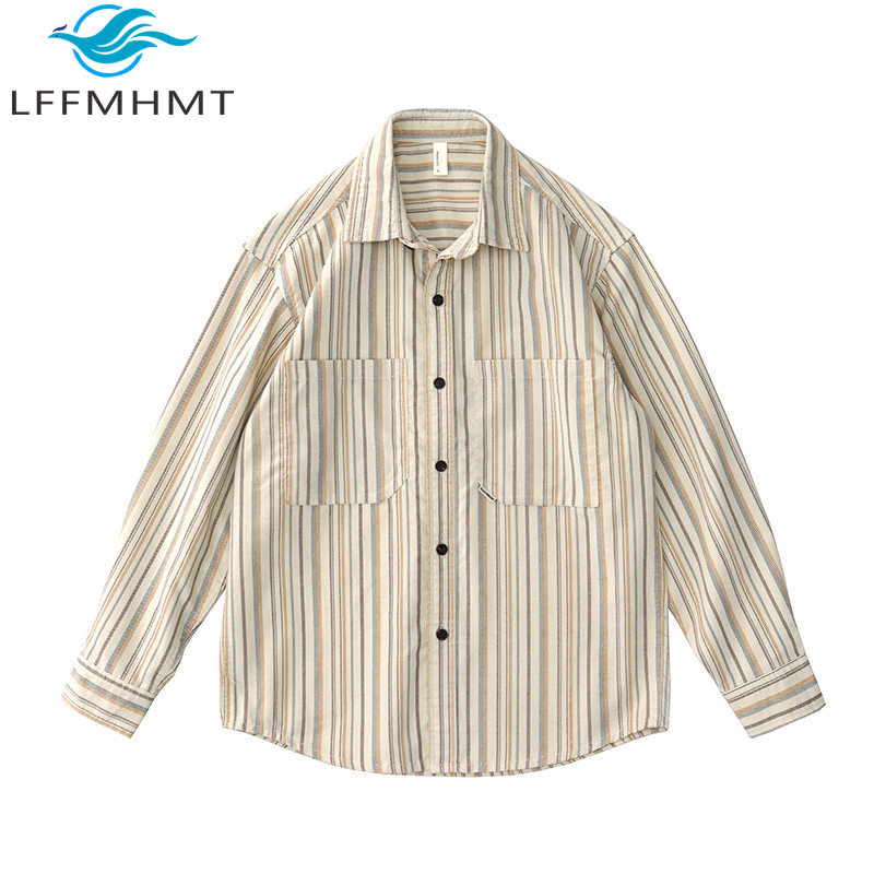Corduroy Button Up Shirt Men - Herrenhemd im japanischen Vintage-Stil, künstlerisch, lässig,