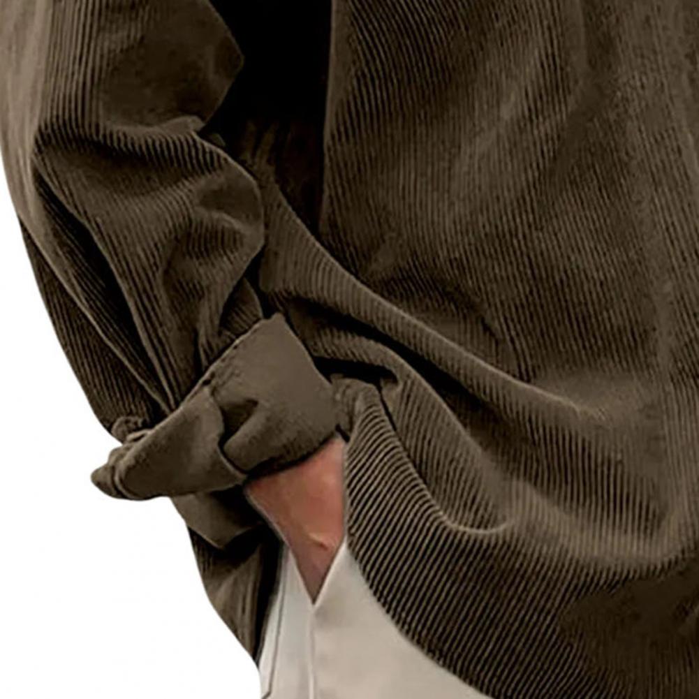 Corduroy Button Up Shirt Men - Outdoor Casual Herren Einfarbige Hemden Langarm