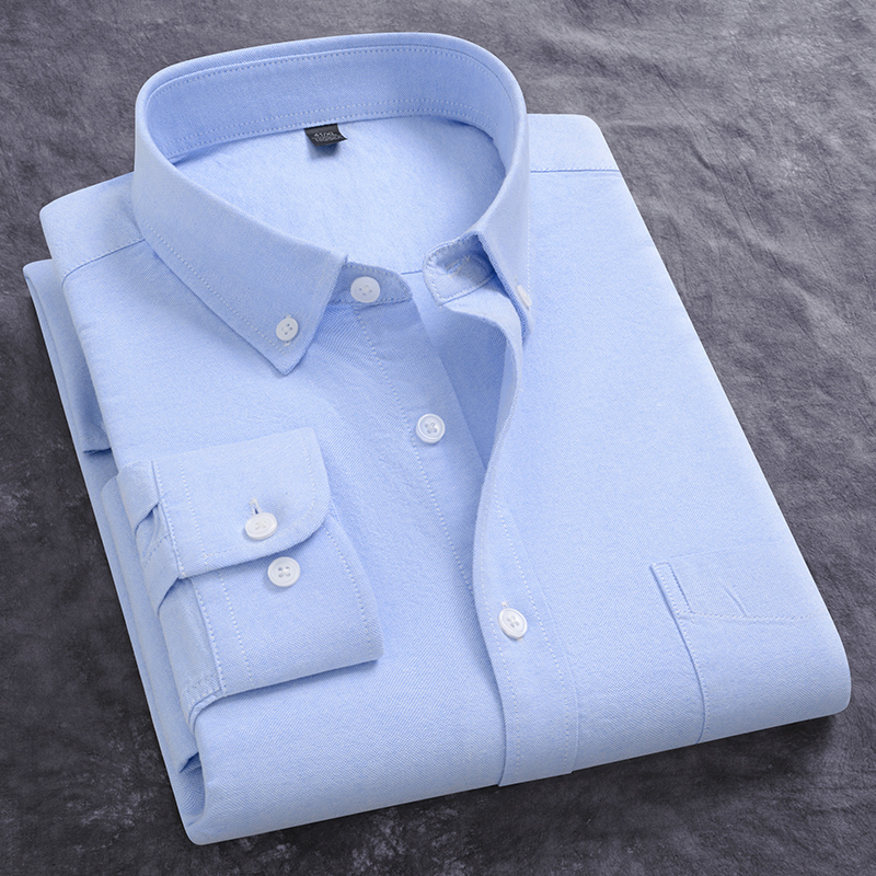 Oxford Cotton Casual Shirt Business - Frühling Neue Männer Oxford Hemd Langarm