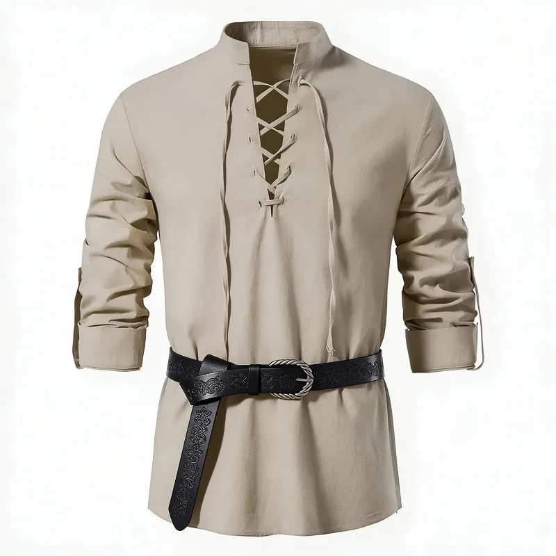 Herren-Mittelalterhemd im Wiki – Medieval Gothic Lace Up Pirate Shirt Bewertung und Preis