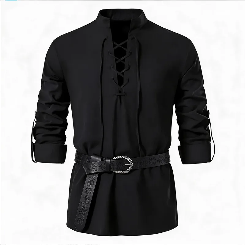 Herren-Mittelalterhemd im Wiki – Medieval Gothic Lace Up Pirate Shirt Bewertung und Preis