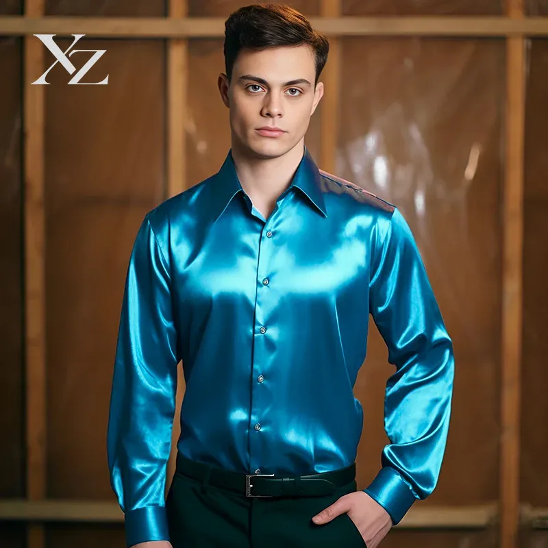 Herrenhemd aus Satin-Seidenähn – Mens Satin Silk Dress Shirt Bewertung und Preis