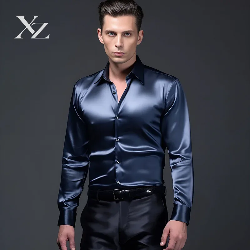 Herrenhemd aus Satin-Seidenähn – Mens Satin Silk Dress Shirt Bewertung und Preis
